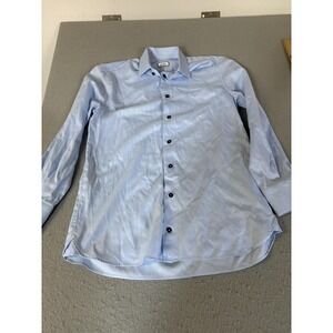Atelier Munro Shirt Mens Medium Light‎ Blue Button Front Long Sleeve Slim Fit